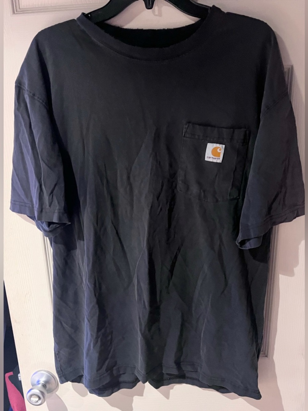 Carhartt Black Short-Sleeve Pocket Tee with Logo Patch